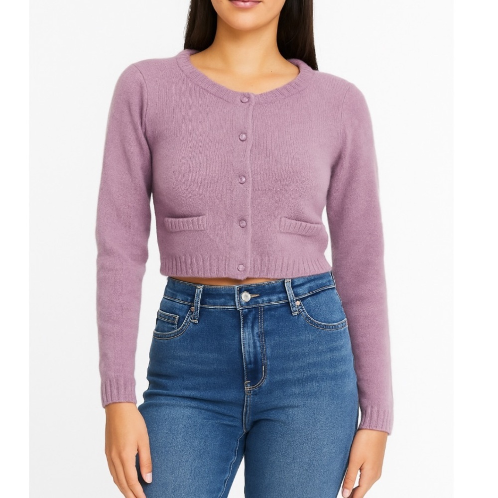 Anthropologie Charlie & Robin Angora and Wool Button-Up Women's Cropped Sweater